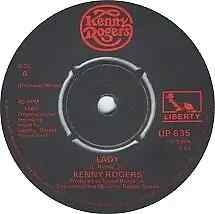 Kenny Rogers Lady Vinyl Single 7inch Liberty