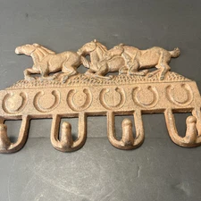  Horse Key 4 Holder Wall Mount Heavy Metal Stampede Mustang Horse Shoe