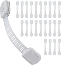Safety Strap Locks   24-Pack, 3M Adhesive Child Safety Latches for Cabinets, Dis
