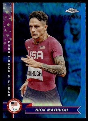 2024 Topps Chrome Olympics Blue Refractor Nick Mayhugh 99/150 #54