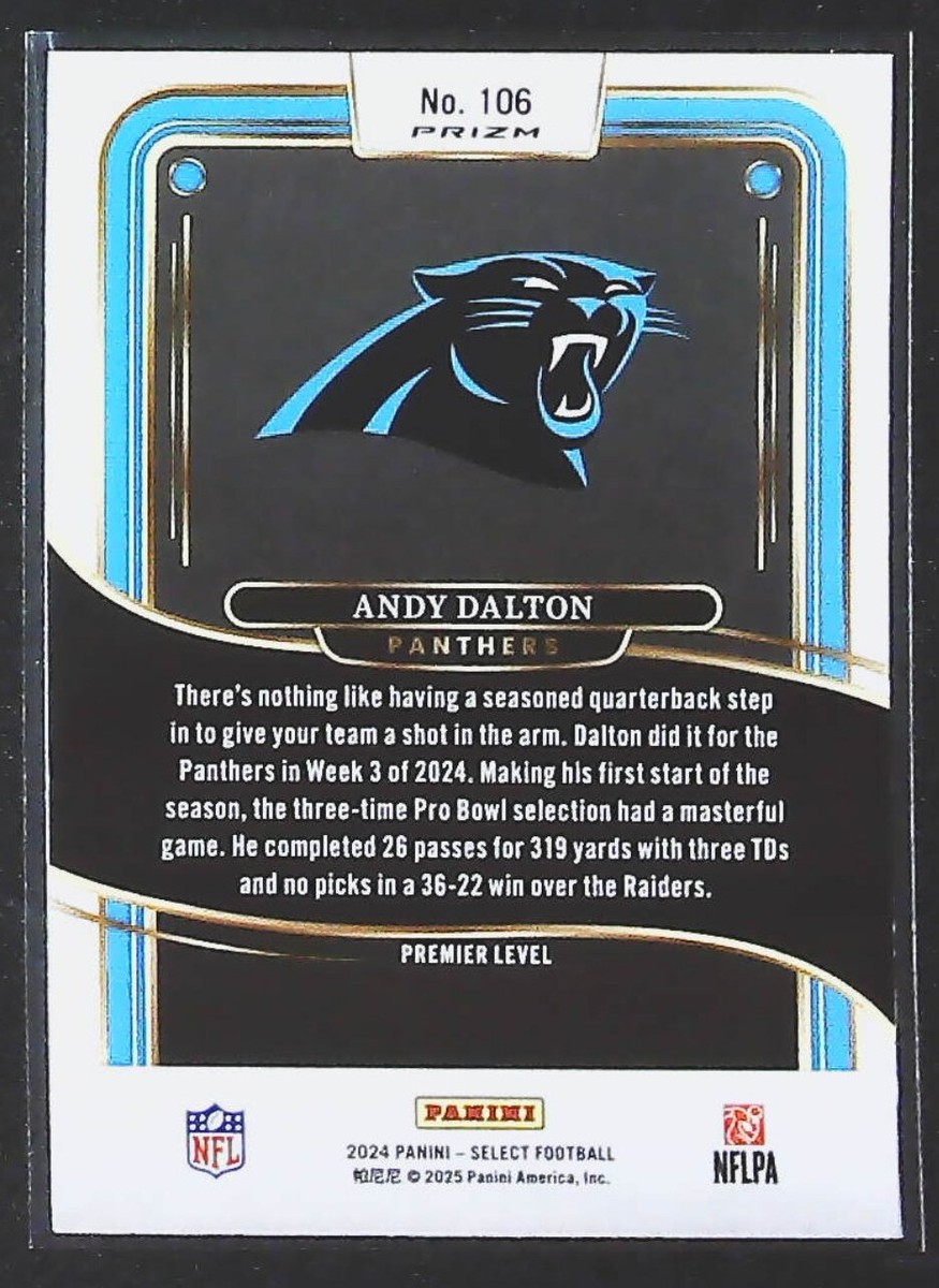 2024 Panini Select Andy Dalton Red & Blue Prizm Shock #106