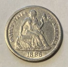 1886 Seated Liberty Dime 10C Philadelphia Business Strike Silver US Coin