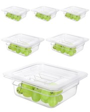 Stackable Plastic Hotel Food Pan Lid 1/6 Size 2.5Inch Deep 1.1QT 6 PCS