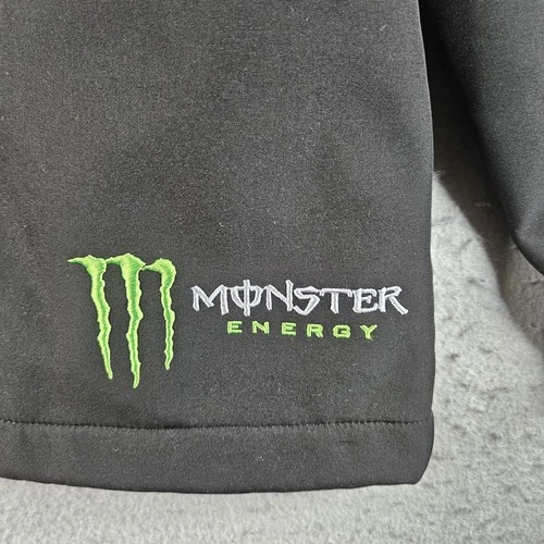 Monster Energy Jacket Mens Large Black Softshell Full Zip Embroidered Logo image 14