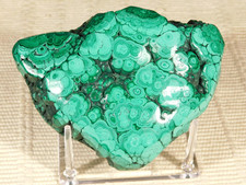 Big! Polished Deep Green Malachite Stalactite Or Stalagmite W/stand Congo 614gr