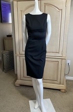 D&G Dolce&Gabbana Pencil Dress Satin Inset Empire Waist Boat Neck Sleeveless 6