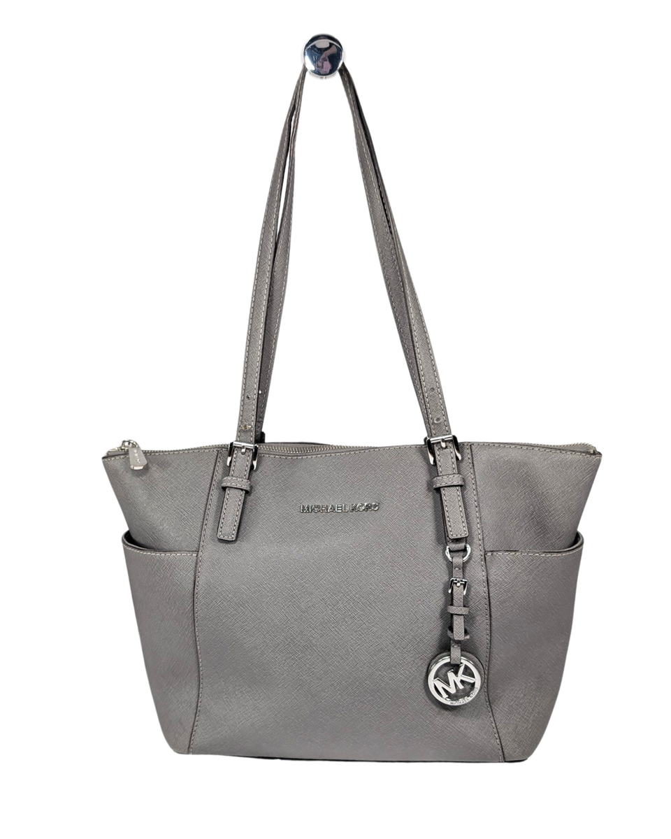 Michael Kors Gray Charlotte Zip East West Saffiano Leather Tote