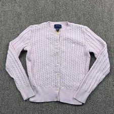 Polo Ralph Lauren Youth Girls M 8-10 Cable Knit Cardigan Sweater Pink