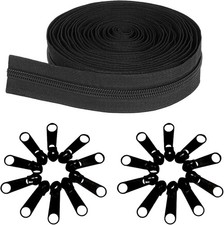  8 Zippers Nylon Coil Zippers by the Yard Bulk, 360 Inch 10 Yards Bulk Zipper Ro