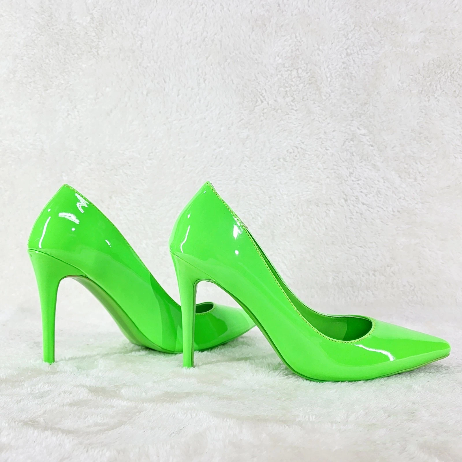 Fabio Neon Green Patent 4" High Heel Shoes Pointy Toe Pump US Ladies 7-13