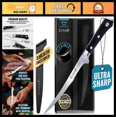 7'' Flexible Fillet Knife for Fish & Meat - Razor Sharp High Carbon Steel, Ergono