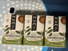 LOT OF 3 NUMI Organic Tea Gunpowder Green 18CT EA TEA Bag FullBodied BB 10/27 A2