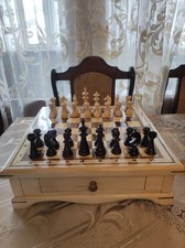 Handmade Wooden Chess Set with Storage Drawer