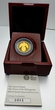 2019 Gold Proof Queens Beast Falcon Of the Plantagenets 1/4 Oz Coin. Box & COA