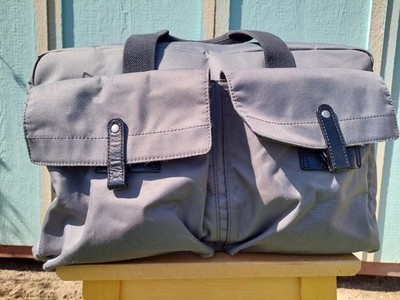 Jack Spade Warren Street NY Duffle Travel Bag Grey Canvas Leather Weekender