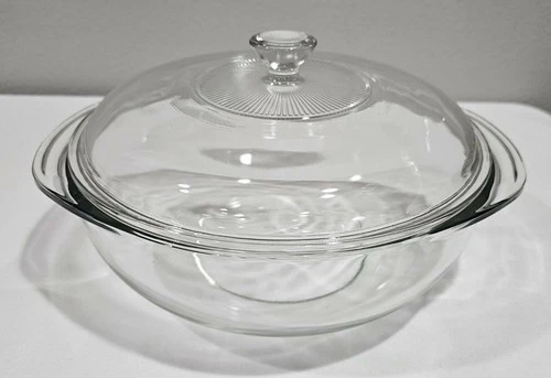 Vintage PYREX 024 2Qt Clear Round Glass Bowl with 624-C Lid USA