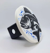 Bass Fish Trailer Hitch Cover. Fits 2" Receiver. Gift for Anglers, Fishermen.
