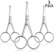 Mudder 3 Pieces Nose Hair Scissors Rounded Tip 3 Count Pack Of 1 Silver