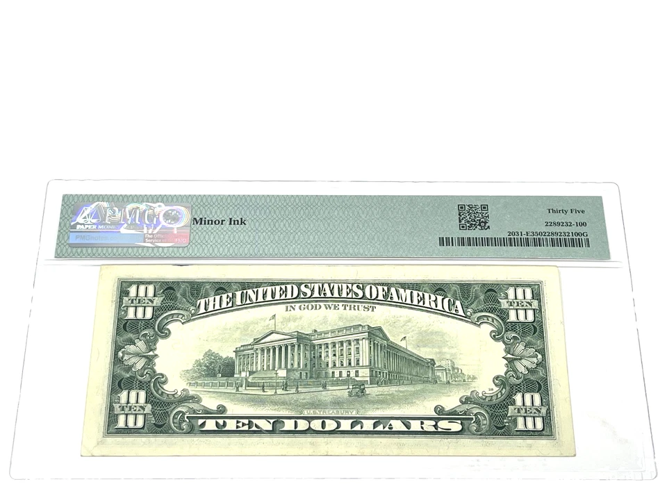 1995 $10 Ten Dollars, FEDERAL RESERVE NOTE Richmond, 'PMG 35 Very Fine', (#13) - Image 2 of 2