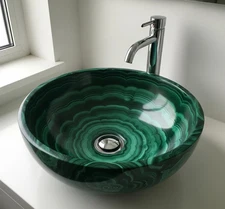 Handcrafted Malachite Bathroom Sink – Crystal Stone Basin for Kitchen & Home Dec