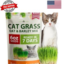 Cat Grass Seeds 6 oz Heirloom Barley  Oat Mix, Refill for Indoor Cat Grass G...
