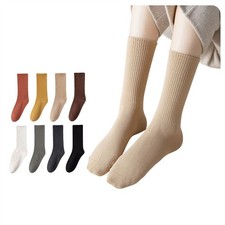 10 Pairs Women Solid Cotton Stretch Mid Calf Socks Elastic Comfy Sports Socks