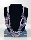 Rare Large Amethyst With Crystal Quartz Accent Runway Necklace 24inch  — photo 1