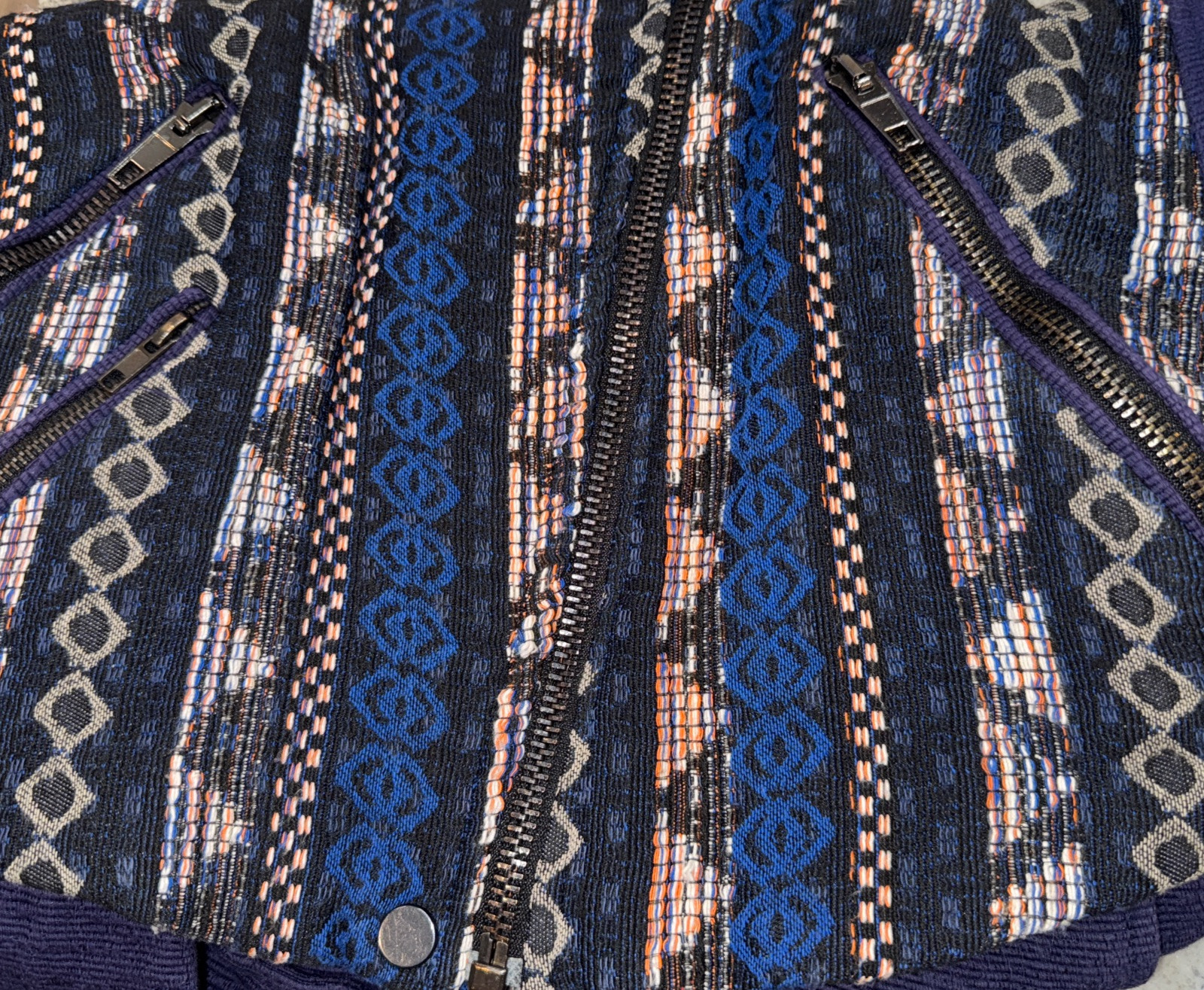 Zara Basic Medium Purple Aztec Full Zip Collared … - image 5
