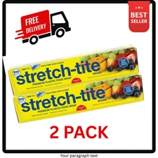 Stretch-Tite Premium Plastic Food Wrap 500 sq ft (2 Pack) | Fresh Seal Cling Fil