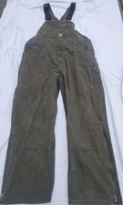 Berne Bib Overalls Men's Size 30 X 32 Unlined Green Carpenter Zip Ankle Workwear