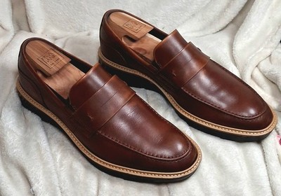 ECCO ST1 Hybrid Men s 46 Brown Leather Penny Loafers Made in Denmark New