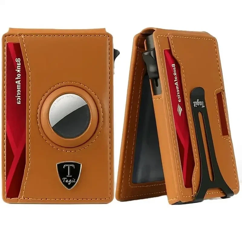 RFID Blocking Airtag Wallet Pop-Up Bifold Wallet Slim Leather with Money Clip - Image 2 of 3