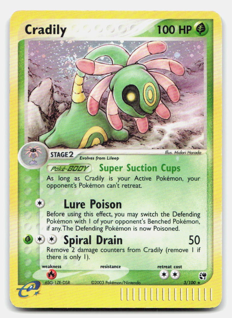 Cradily 3/100 Rare Sandstorm Pokemon Cosmo Holo NM SWIRL