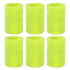 Wristbands Sweatbands, Wrist Bands 4x3In 6 Pack Fluorescent Yellow