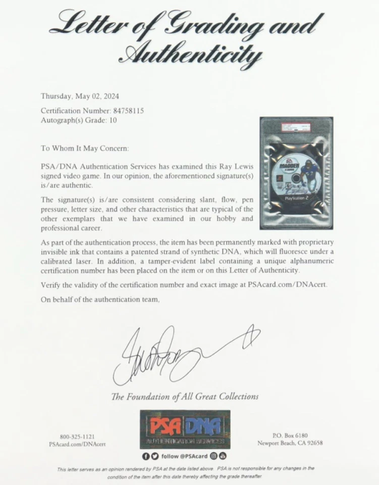 Ray Lewis Signed Madden 2005 19x29 Framed Display PSA Autograph Ravens HOF - Image 3 of 3