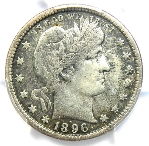 1896-S Barber Quarter 25C Coin - Certified PCGS Fine Details - Rare Key Date!