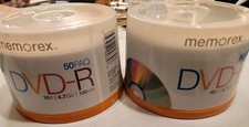 Memorex DVD-R 16X 4.7 Lot of 2 120 Min 50 Pack Blank Disks Sealed New