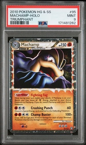 2010 POKEMON HEARTGOLD & SOULSILVER TRIUMPHANT #95 MACHAMP-HOLO PSA 9