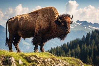 Wandbild: Bison auf einer Alm (217414444)