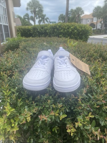 Nike Court Borough Low Recraft Boys Size 1Y Triple White Athletic Shoes Sneakers
