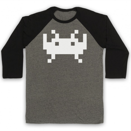 SPACE INVADERS UNOFFICIAL ALIEN 70s ARCADE VIDEO GAME 3/4 SLEEVE BASEBALL TEE - Picture 2 of 20