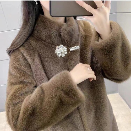 Ladies' standing collar thick fur coat - Picture 17 of 29