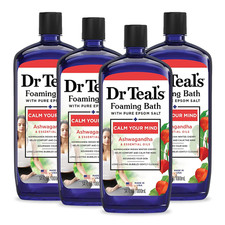 Foaming Bath with Pure Epsom Salt, Ashwagandha, 34 Fl Oz Pack of 4  Packaging