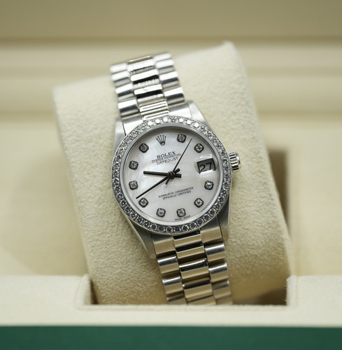 Ladies Platinum Datejust 31mm 68286 Factory ‘MOP’ Dial & Factory Diamond Bezel - Picture 6 of 11