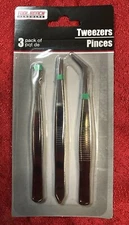 Tool Bench Hardware Set Of 3 Tweezers Tools Jewelry Crafts Garage Beads Hobby