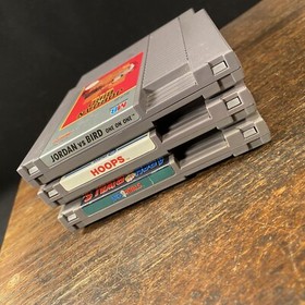 Vintage Video Game Lot (3) Nintendo NES Jordan Vs. Bird Basketball Hoops Rivals