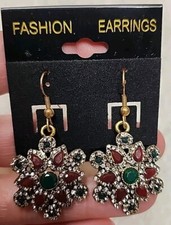 Fashion Earrings Drop Dangle Floral Flower Gold Tone