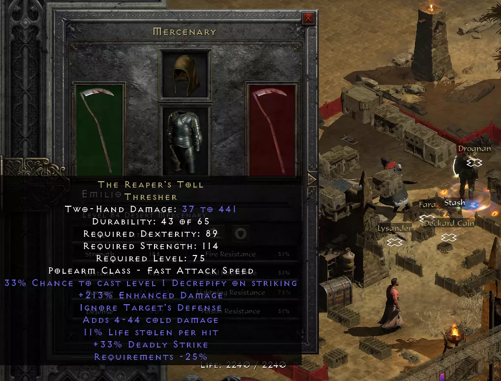 The Reaper's Toll • Diablo 2 Resurrected Unique Item •