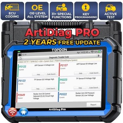 Topdon AD PRO V2.0 All System Diagnostic Tool Bidirectional Scanner K!ey Coding