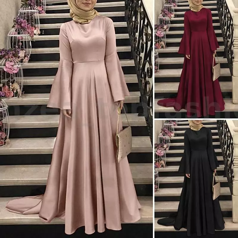 ABaya Women Satin Long Dress Hijab Muslim Robe Elegant Kaftan Evening Party  Gown | eBay